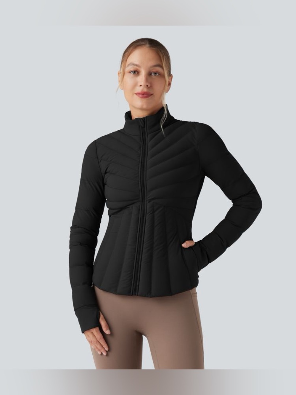 NWT Halara PuffFlex Stand Collar Thumb Holes Stretchy Workout Padded Jacket Sm